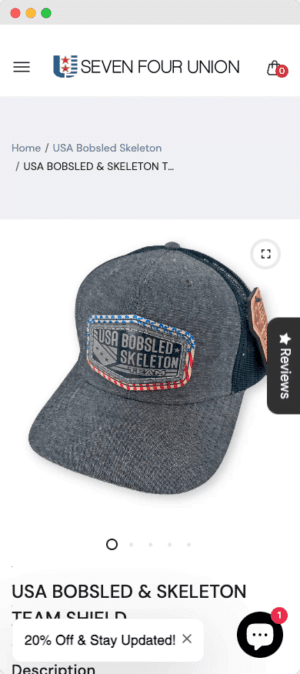 Seven Four Union mobile website mockup rear view