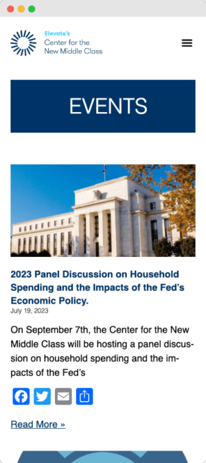 New Middle Class mobile website mockup rear view