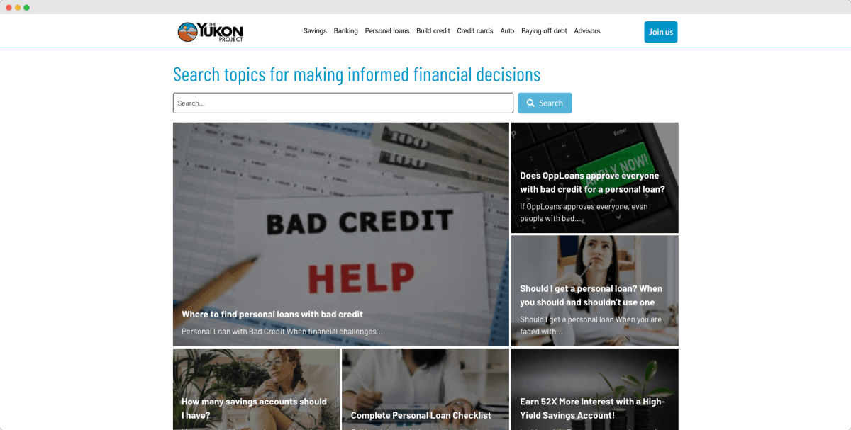 The Yukon Project website design view 1