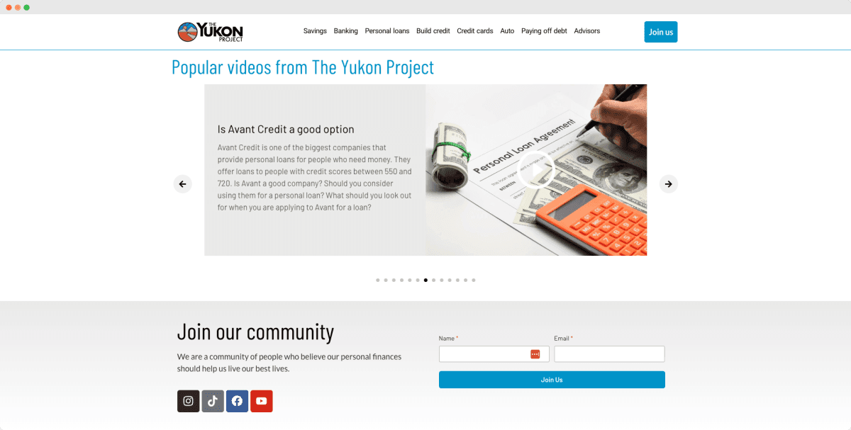The Yukon Project website design view 3