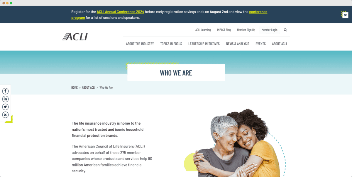 The American Council of Life Insurers (ACLI) website design view 3