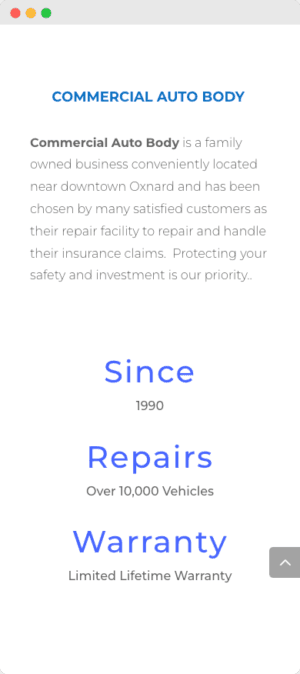 Commercial Auto Body mobile website mockup angled view