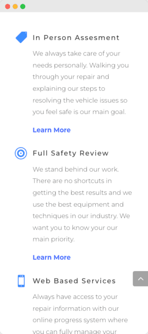 Commercial Auto Body mobile website mockup rear view