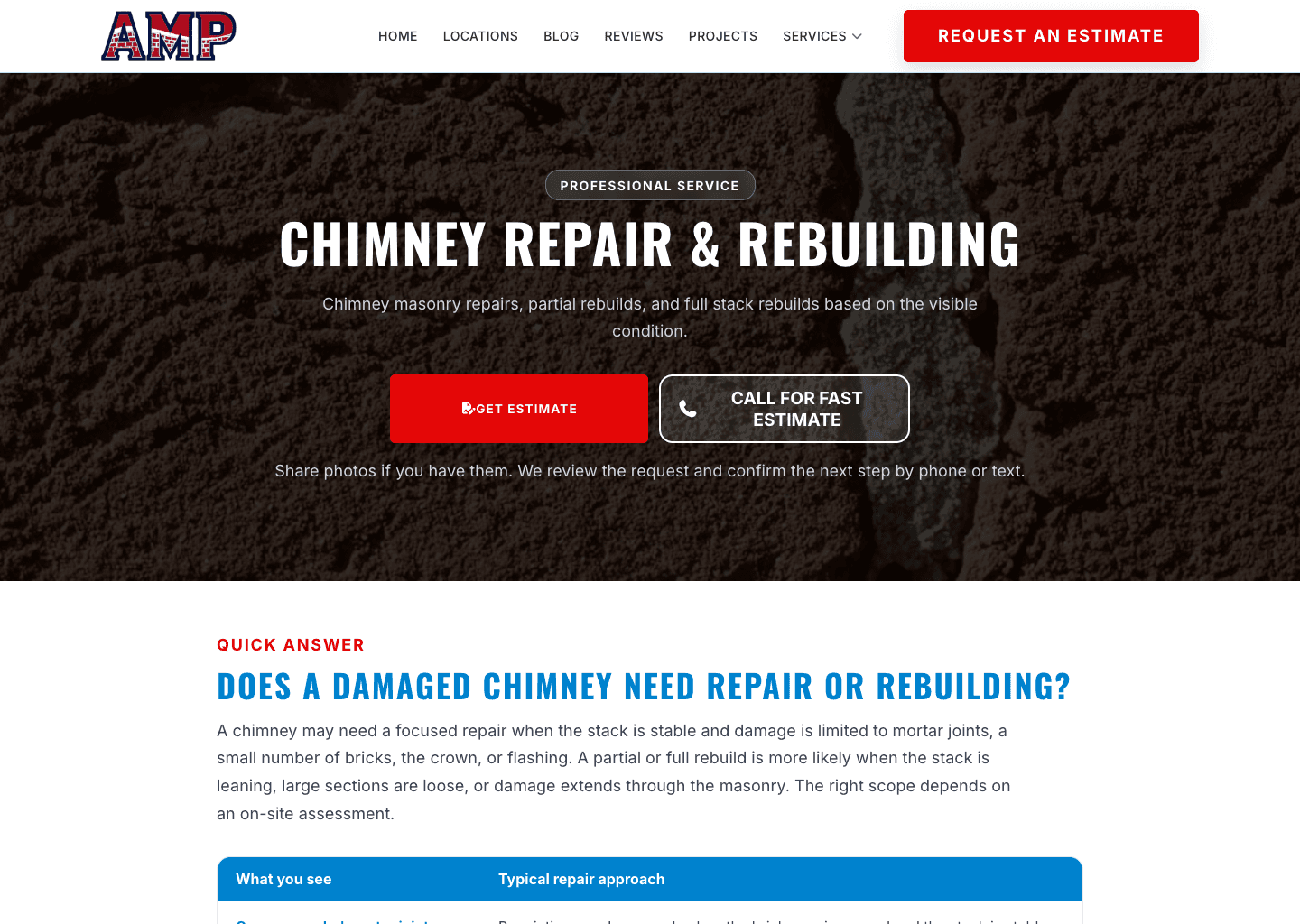 American Masonry Pros website screenshot 3