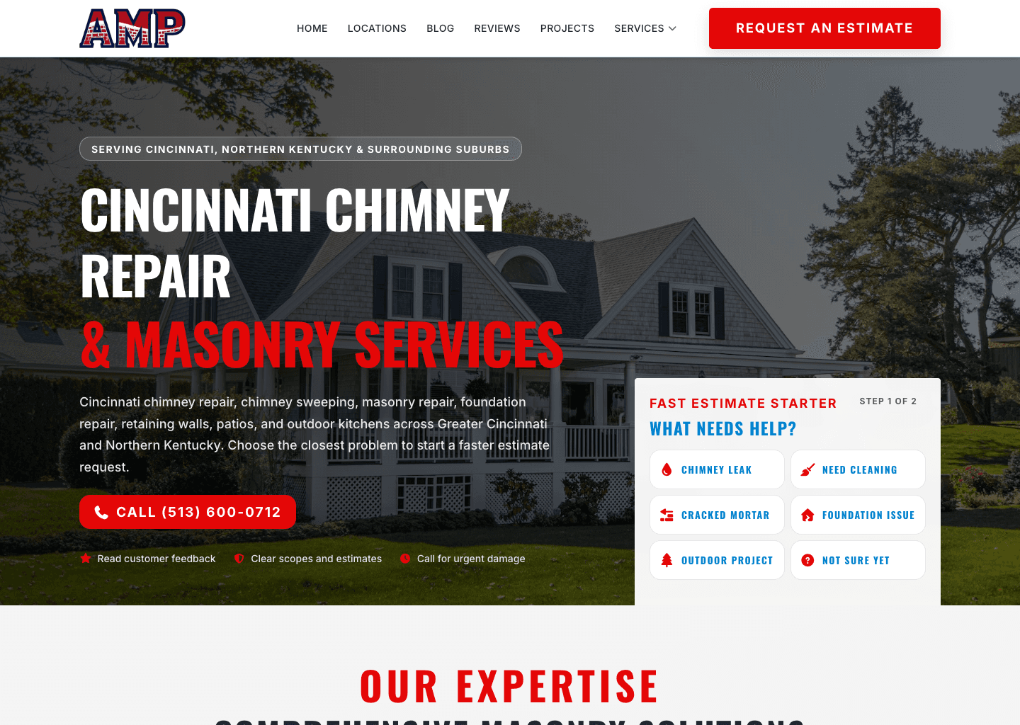 American Masonry Pros website screenshot 2