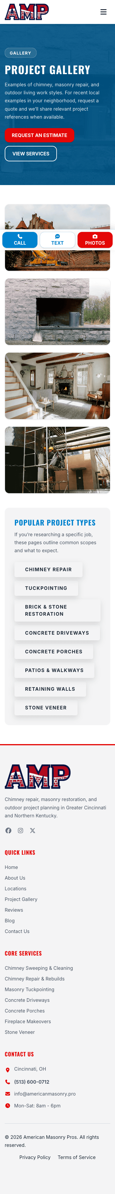 American Masonry Pros mobile website mockup rear view