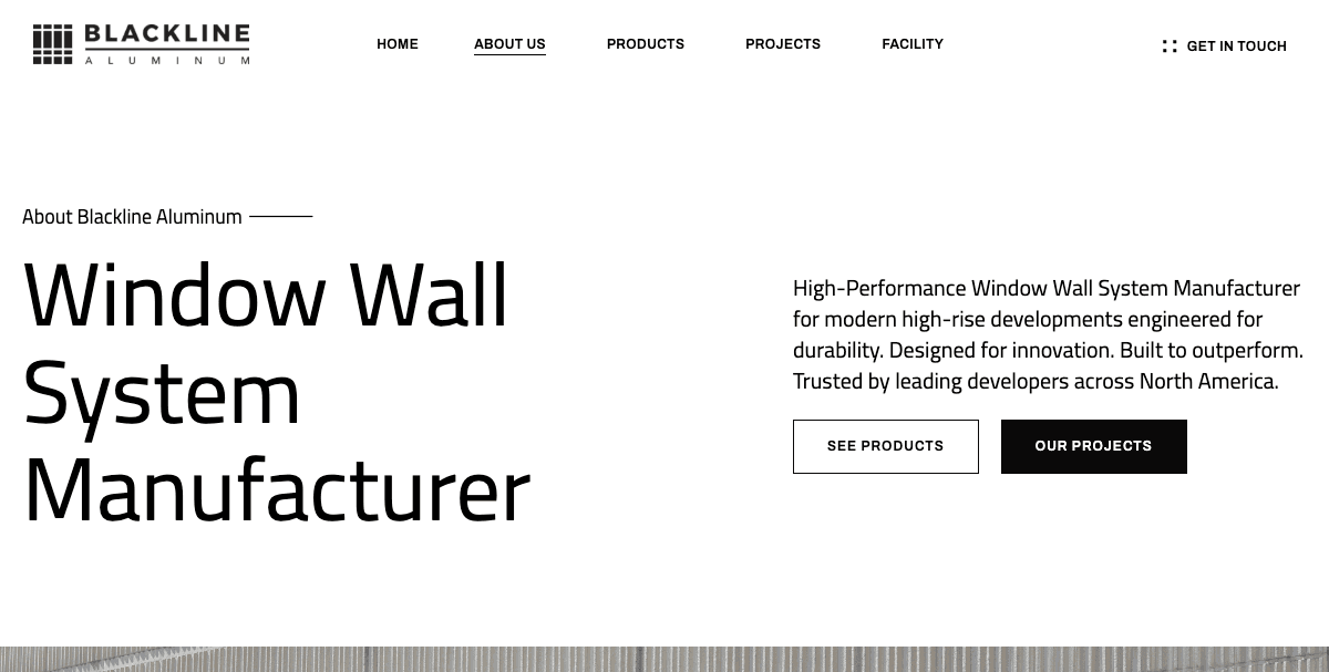 Blackline Aluminum website screenshot 3