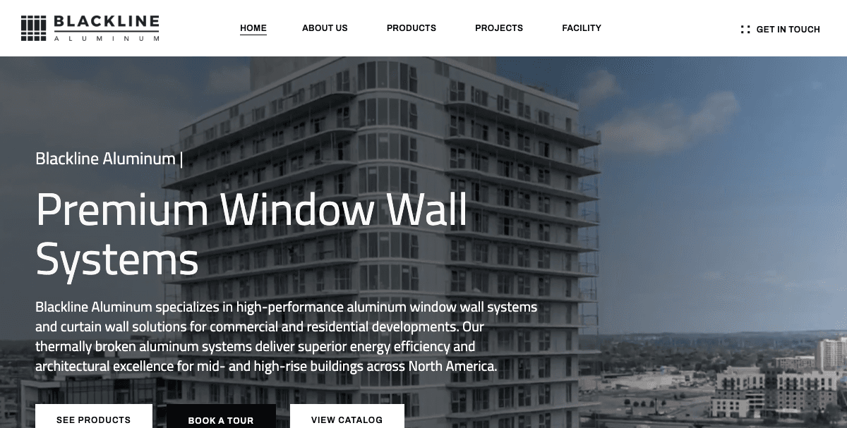 Blackline Aluminum website screenshot 2