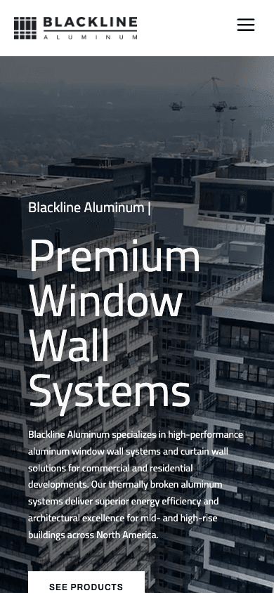 Blackline Aluminum mobile website mockup front view