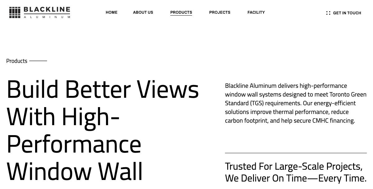 Blackline Aluminum website screenshot 4