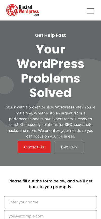 Busted WordPress mobile website mockup rear view