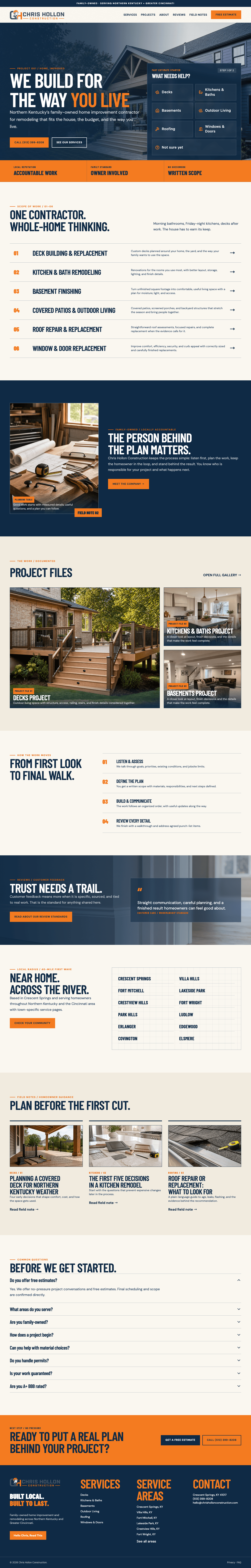 Chris Hollon Construction full homepage preview