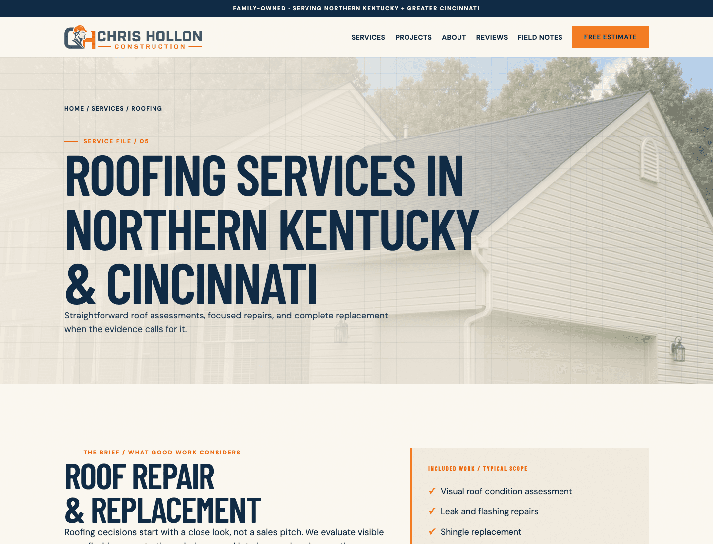 Chris Hollon Construction website screenshot 3