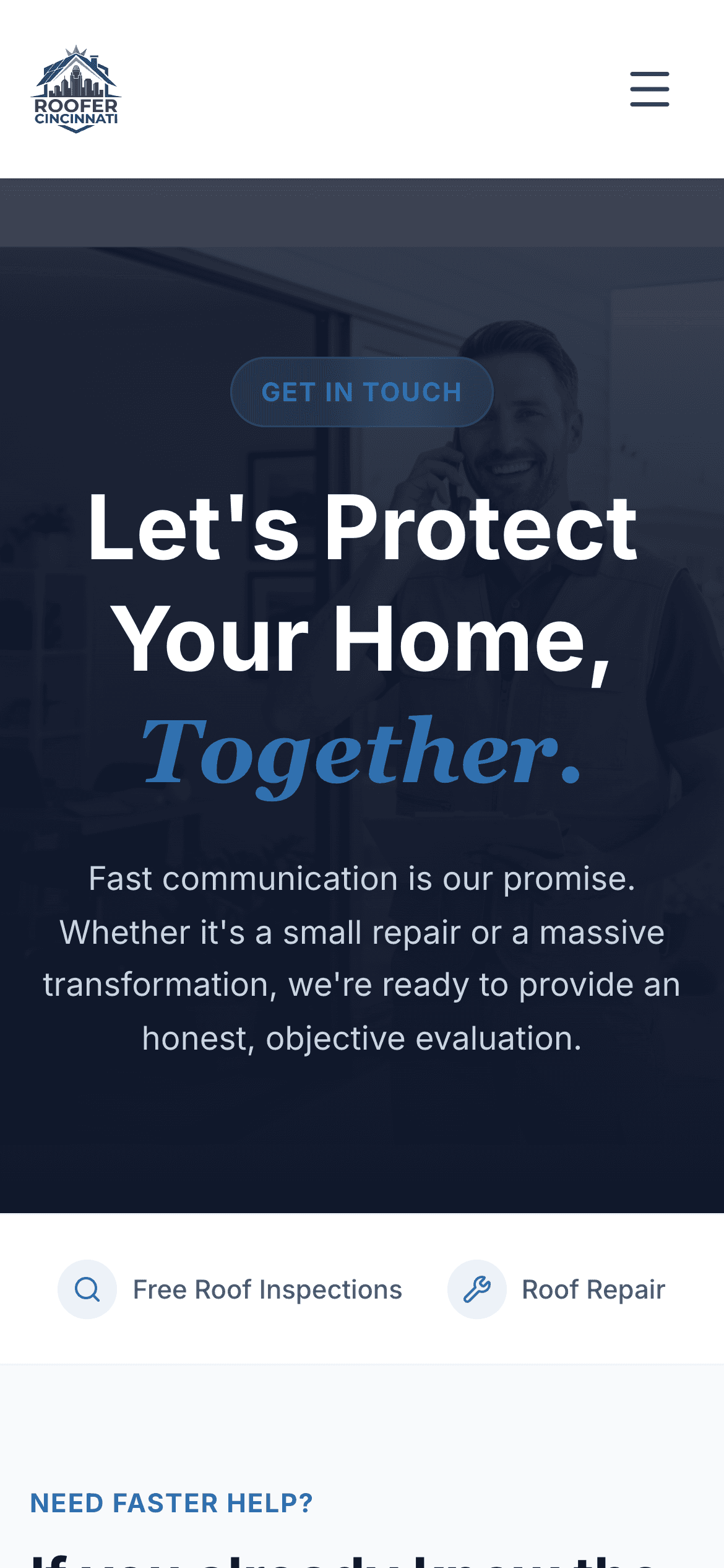 Cincinnati Roofers mobile website mockup rear view