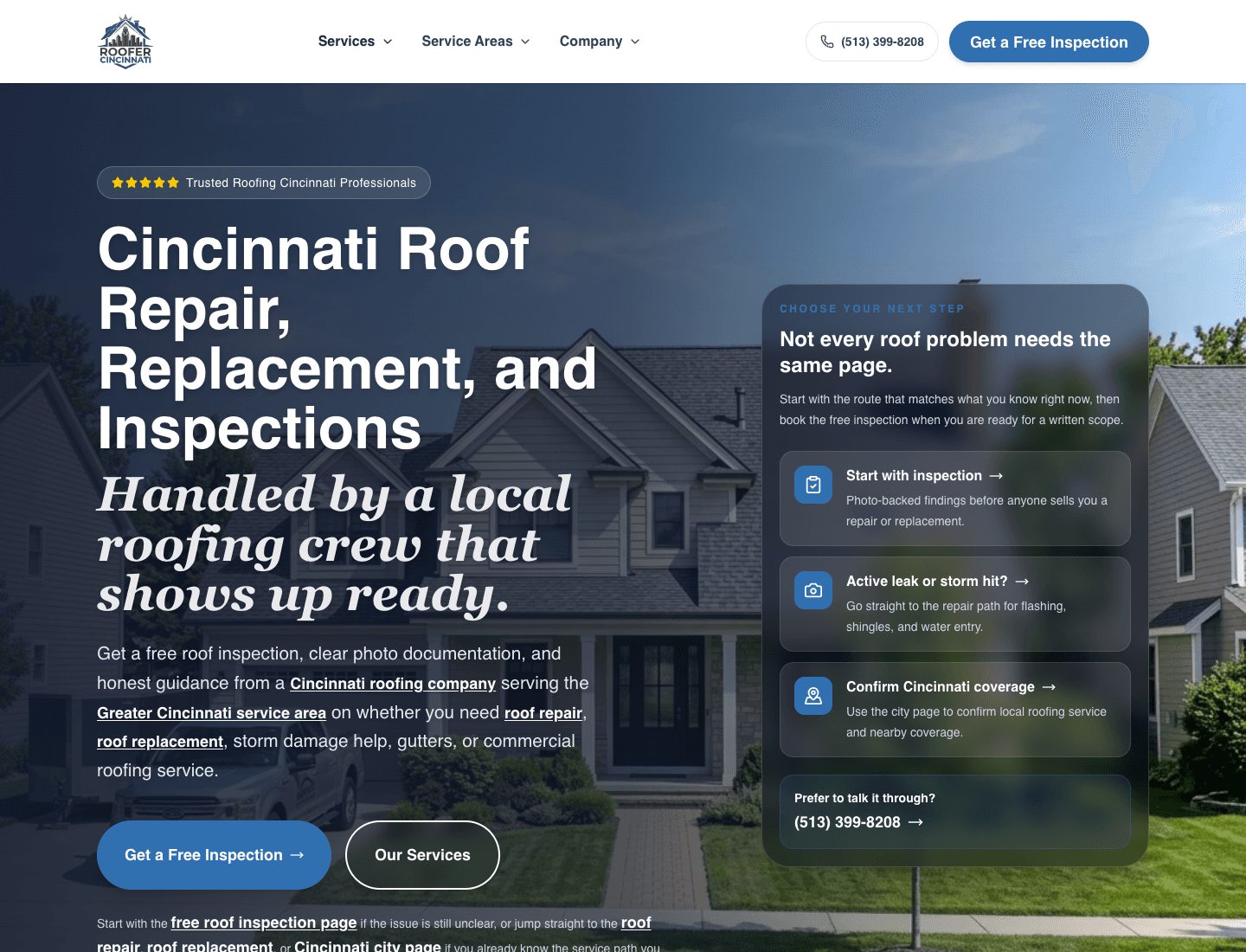 Cincinnati Roofers website screenshot 2