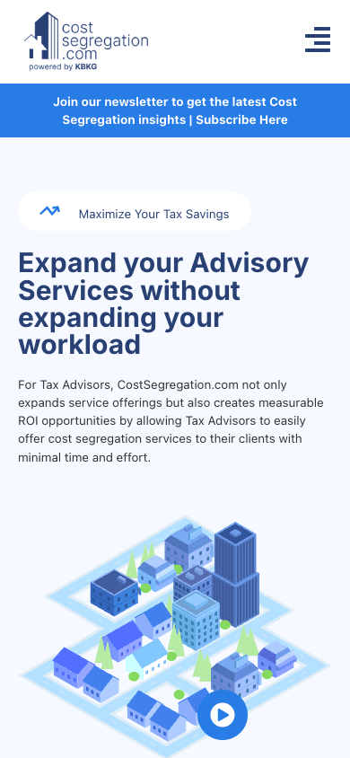 Cost Segregation Pro mobile website mockup angled view