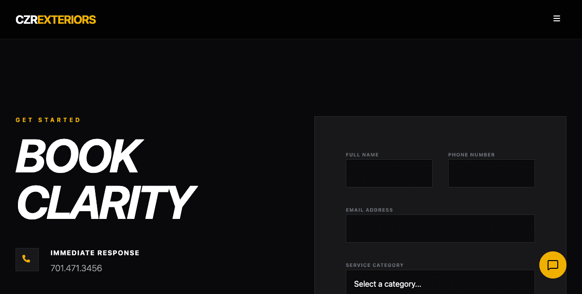 CZR Exteriors website screenshot 4
