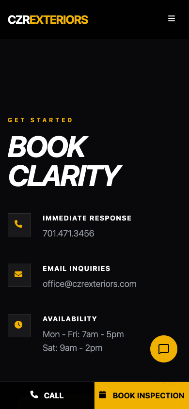 CZR Exteriors mobile website mockup rear view