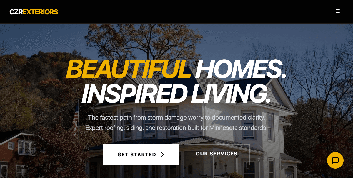 CZR Exteriors website screenshot 2