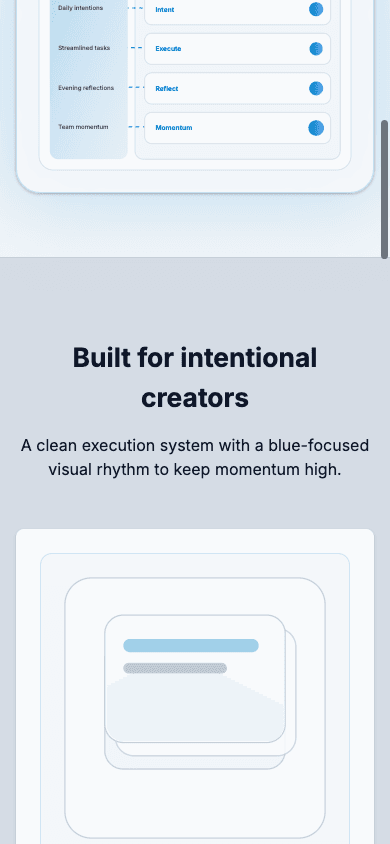 Frankly Planner mobile website mockup angled view