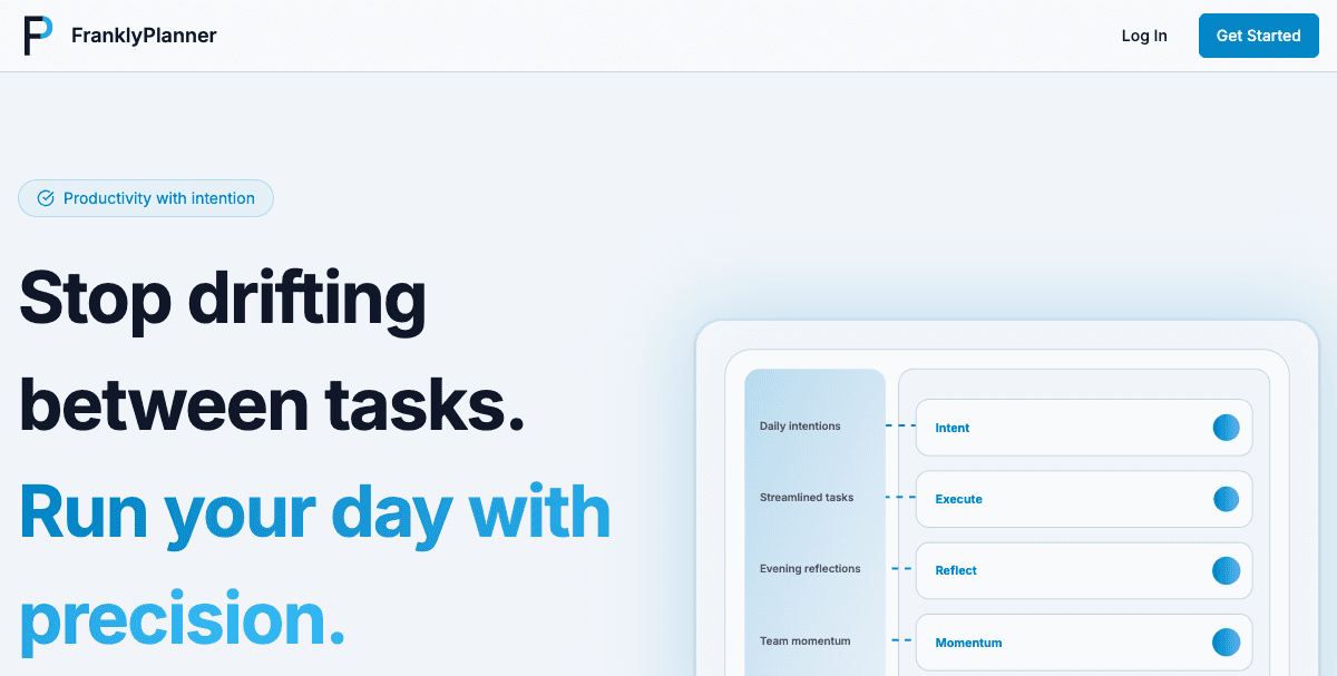 Frankly Planner website screenshot 2