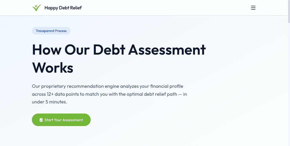 Happy Debt Relief website screenshot 3