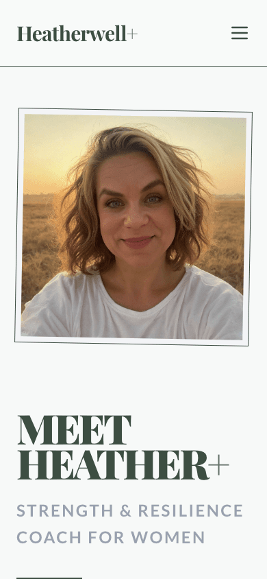 Heather Well Coaching mobile website mockup angled view