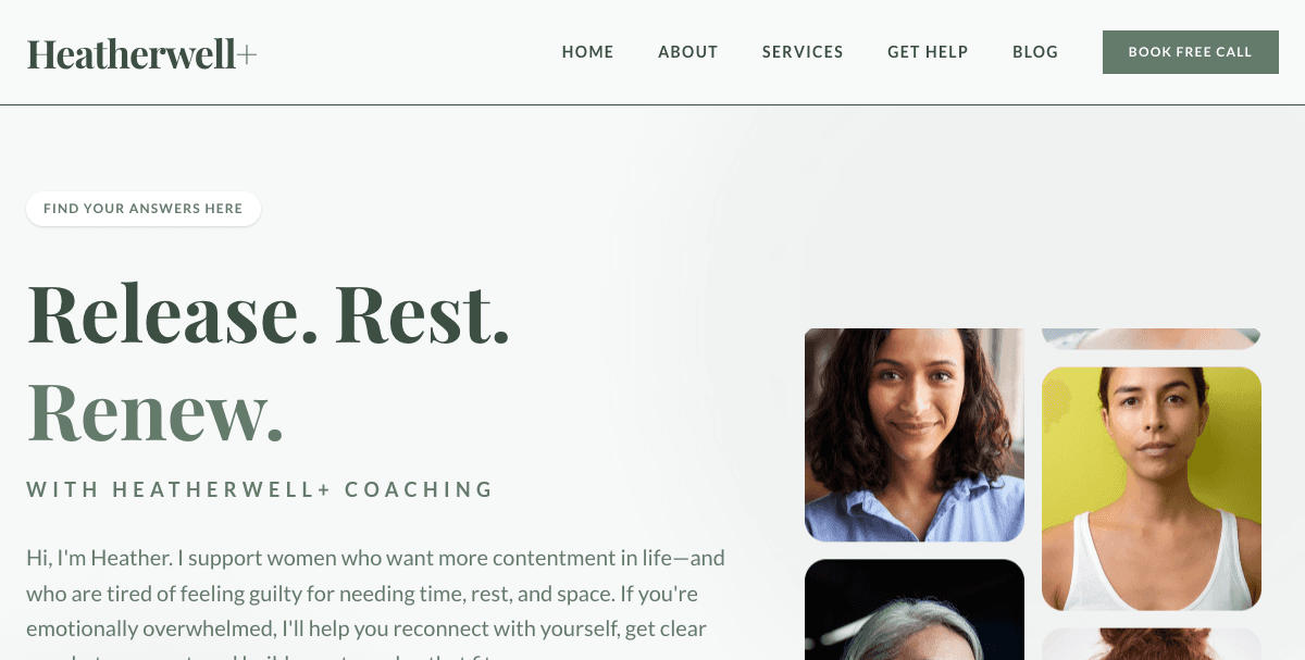 Heather Well Coaching website screenshot 2