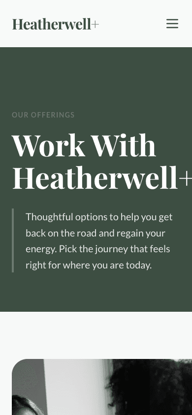 Heather Well Coaching mobile website mockup rear view