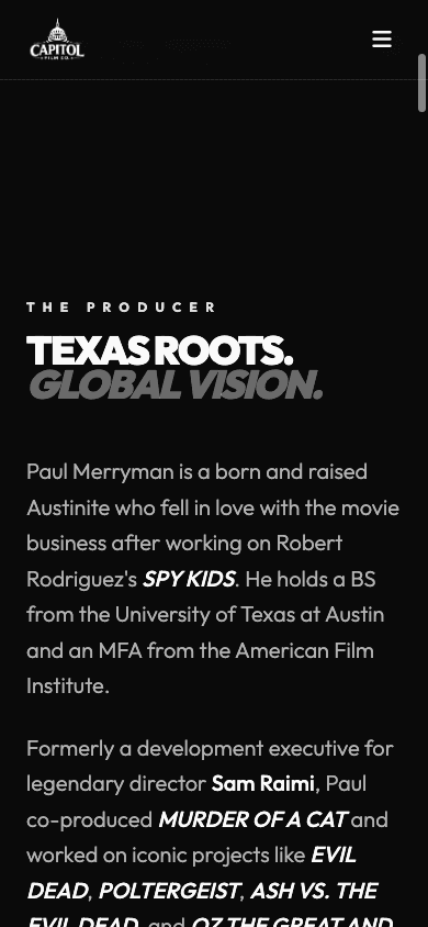 Paul Merriman mobile website mockup angled view