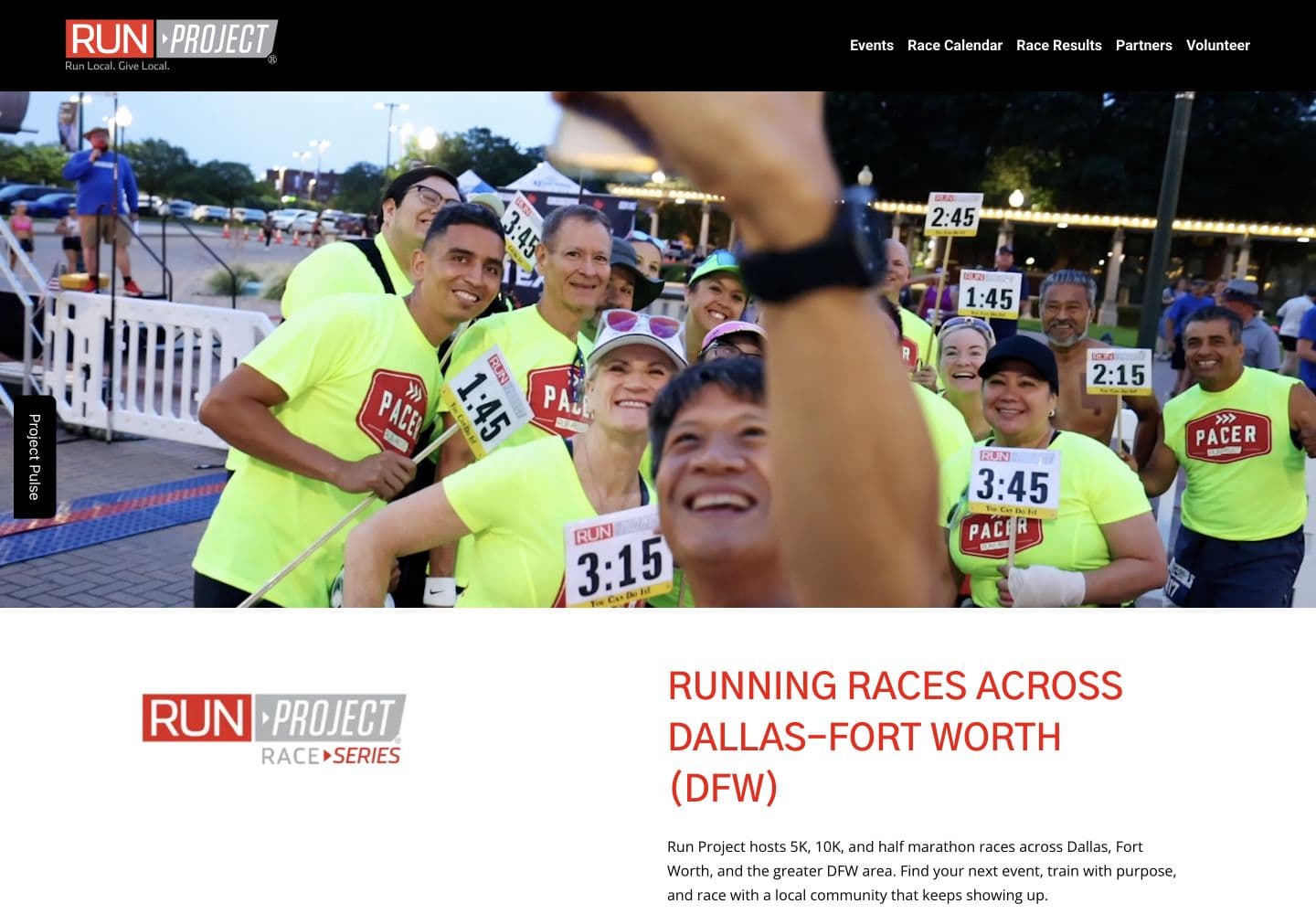 Run Project the homepage screenshot