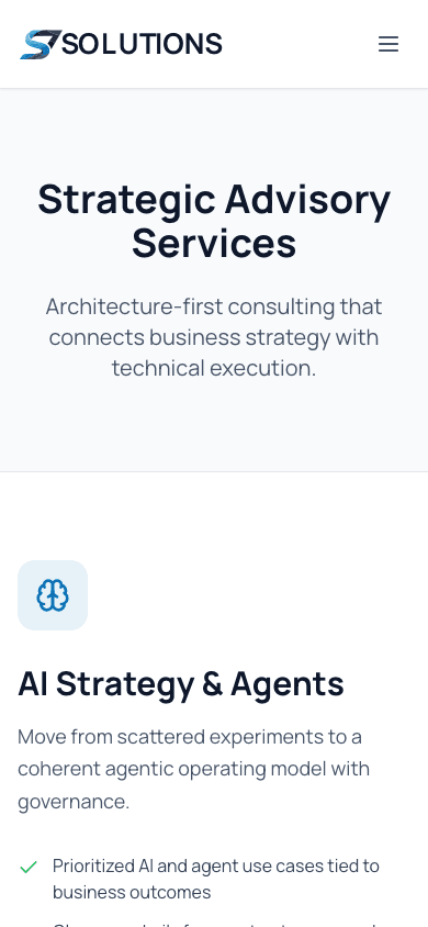 S7 Solutions mobile website mockup rear view