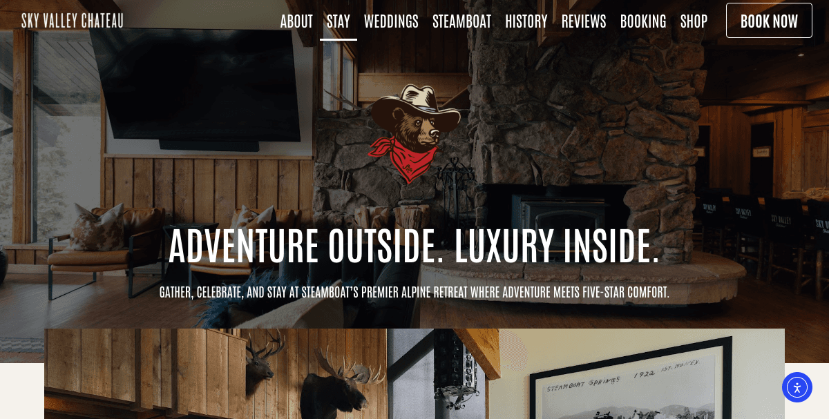 Sky Valley Chateau website screenshot 3