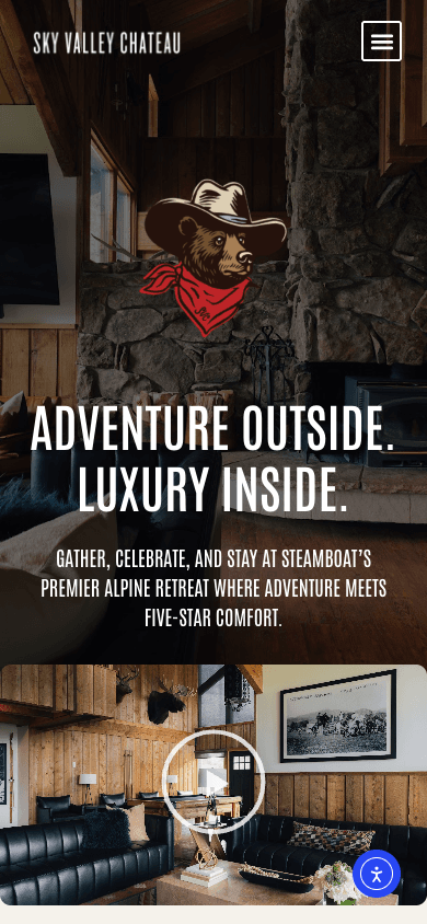 Sky Valley Chateau mobile website mockup angled view