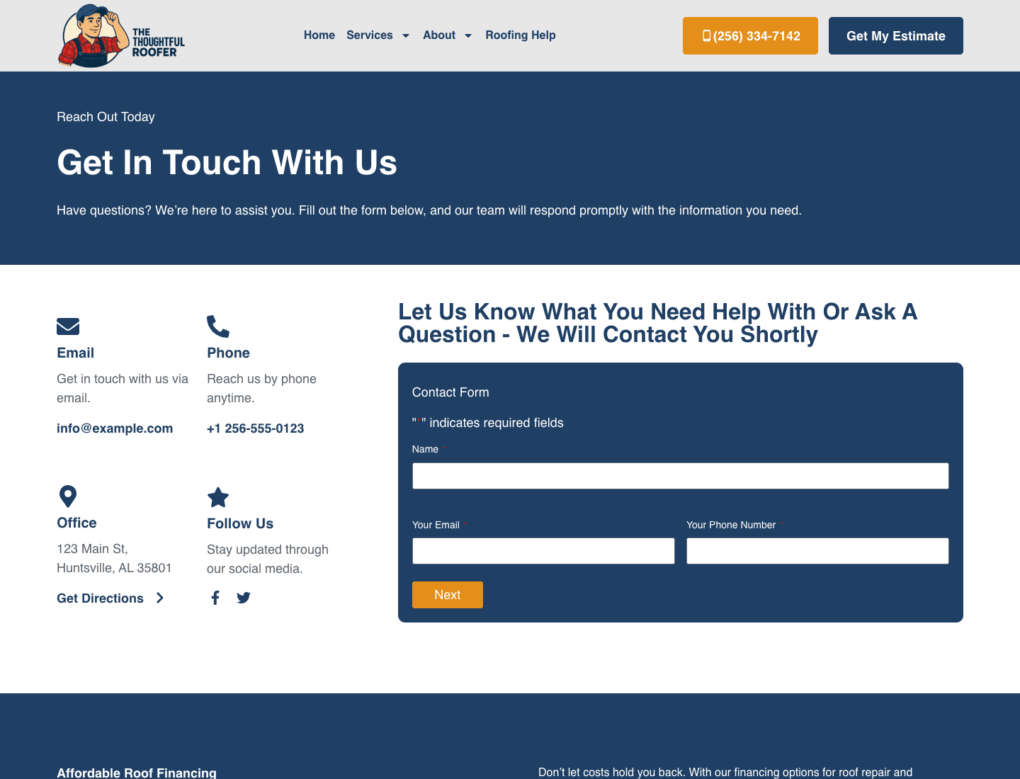 Thoughtful Roofer website screenshot 4