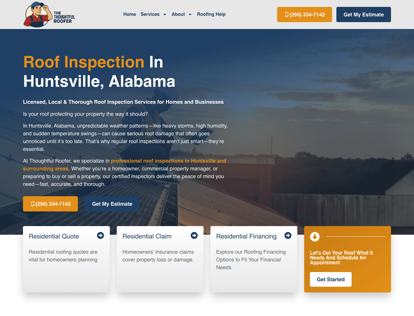 Thoughtful Roofer website screenshot 3