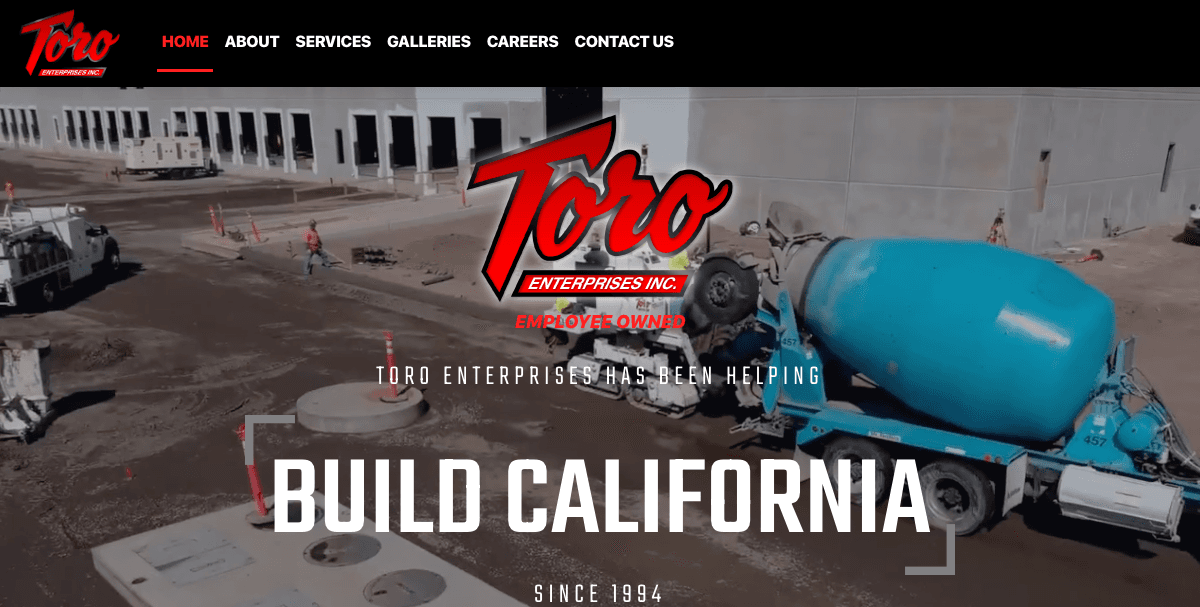 Toro Enterprises website screenshot 2
