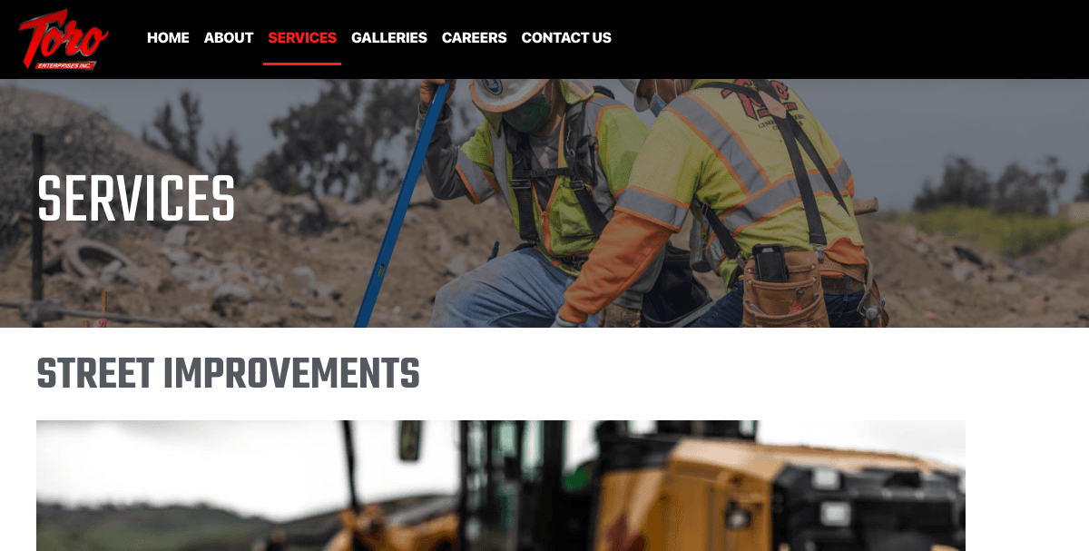 Toro Enterprises website screenshot 4