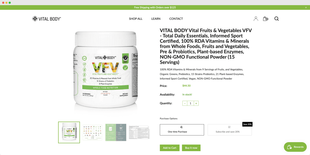 Vital Body website design view 2