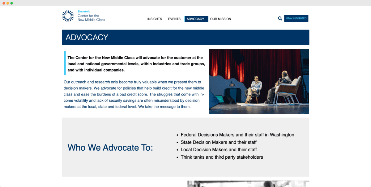 New Middle Class website design view 1