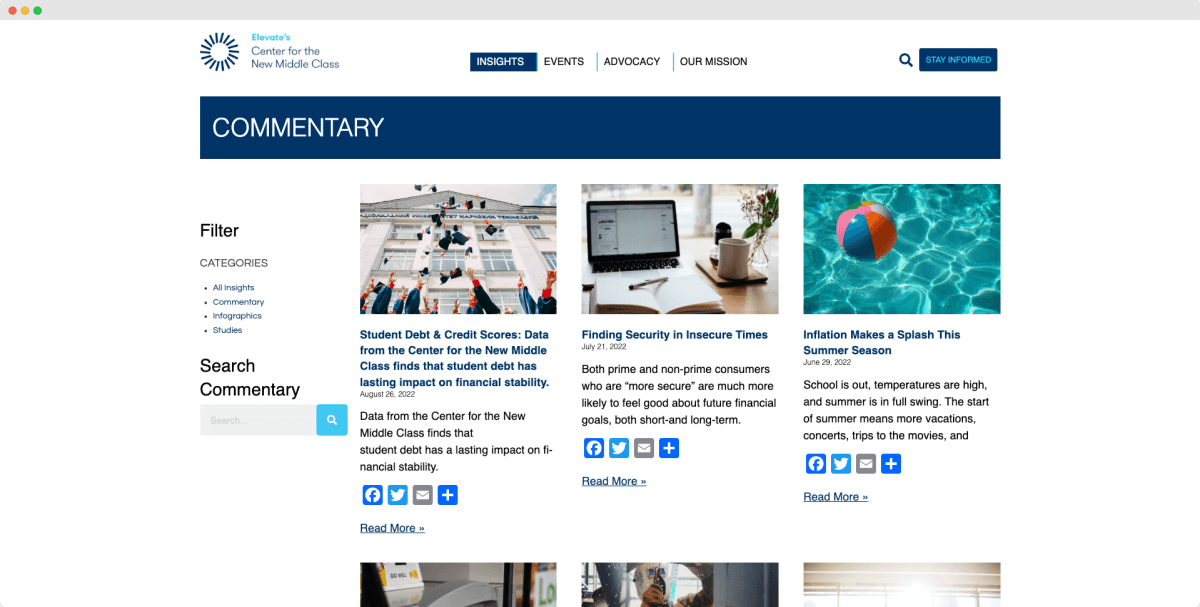 New Middle Class website design view 3