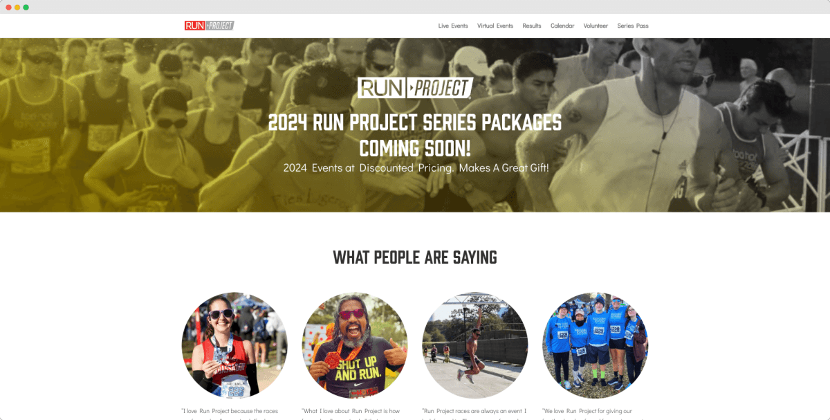 Run Project website screenshot 2