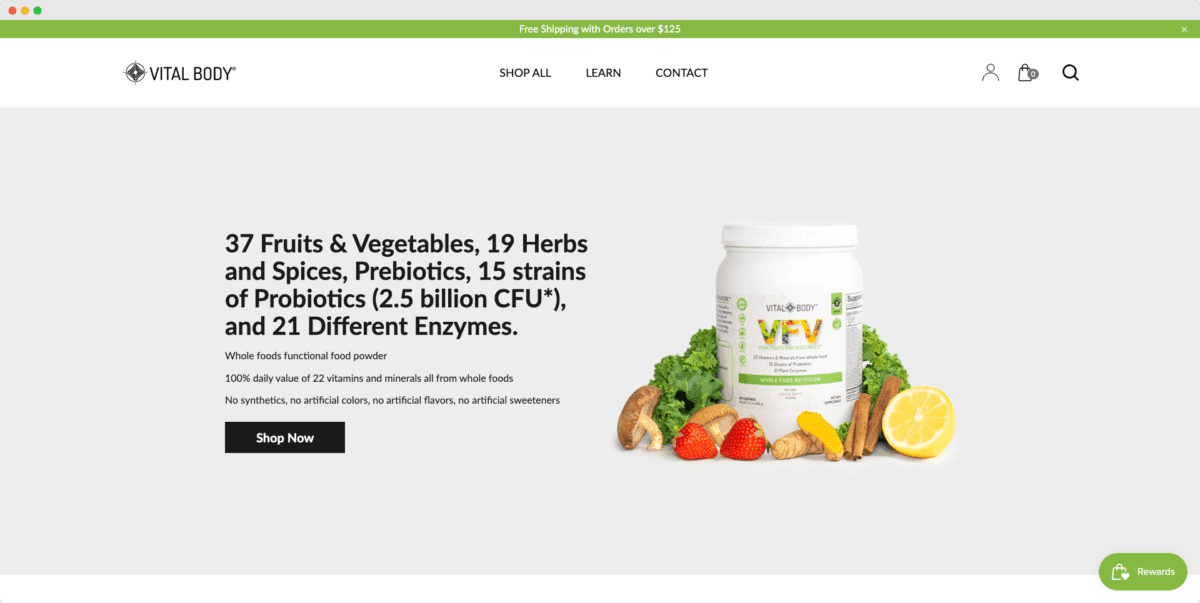 Vital Body website project screenshot