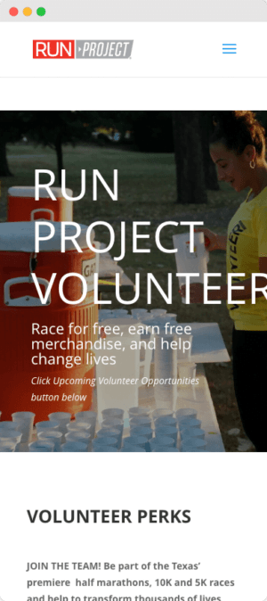 Run Project mobile website mockup rear view