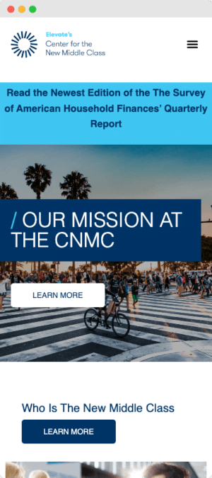 New Middle Class mobile website mockup angled view