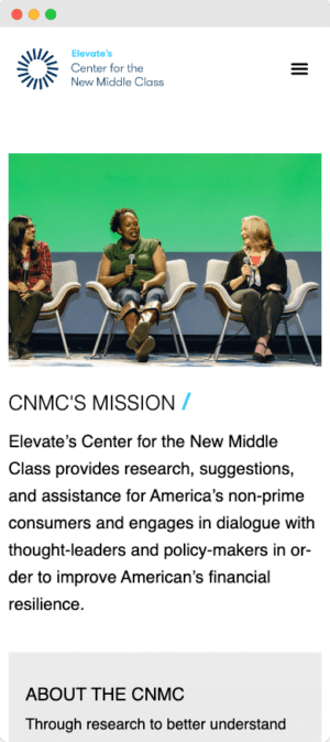 New Middle Class mobile website mockup front view