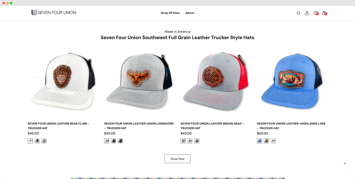 Seven Four Union website design view 1