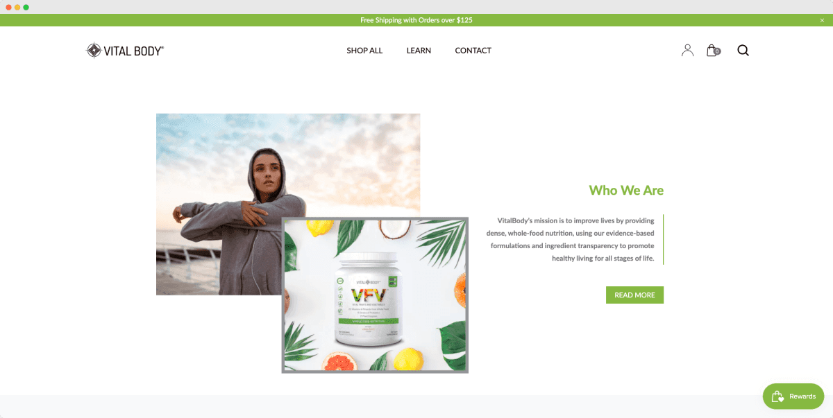 Vital Body website design view 1