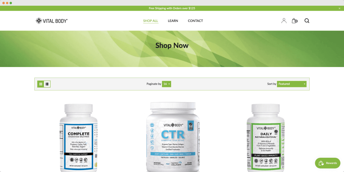 Vital Body website design view 3