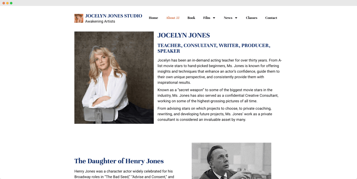 Jocelyn Jones Studio website design view 3